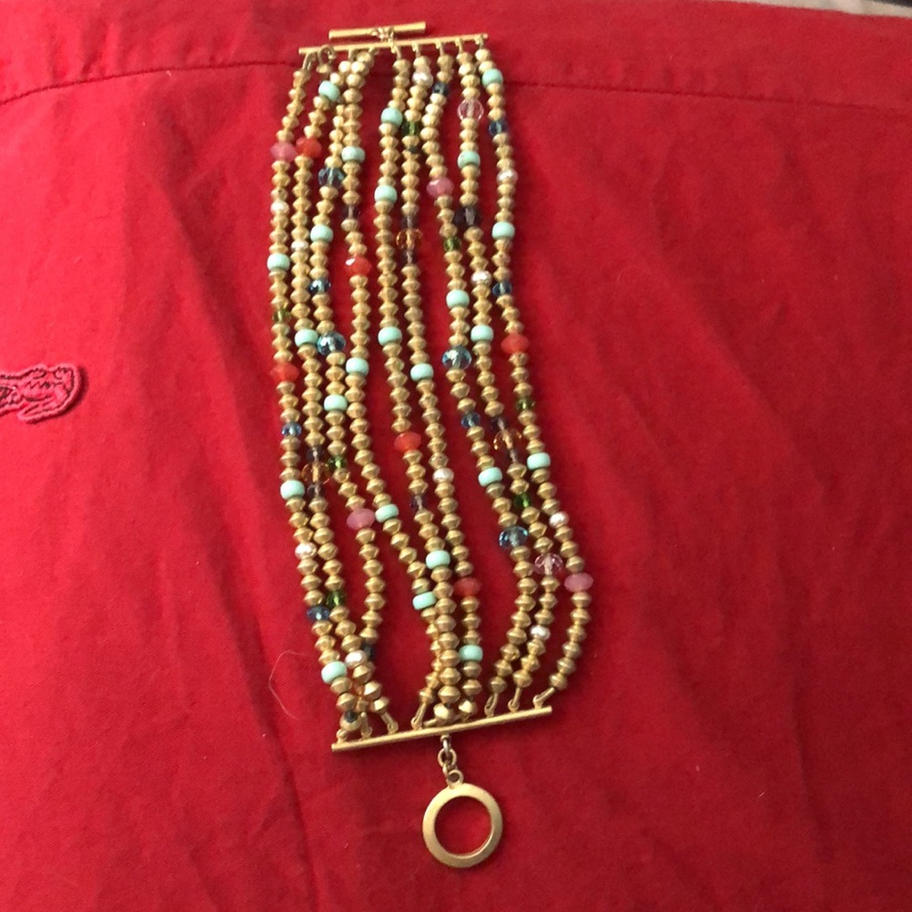 LAUREN RALPH LAUREN BRACELETW/GOLD+BLUE +RED BEADS - Picture 5 of 9